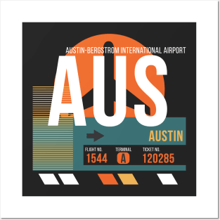 Austin (AUS) Airport Code Baggage Tag Posters and Art